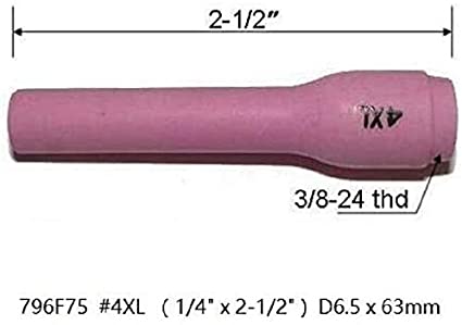TIG Alumina Nozzles Ceramic Cups Long 796F75 (#4XL D6.5 x 63mm) Orifice Fit DB SR WP 9 20 25 TIG Welding Torch 10pk