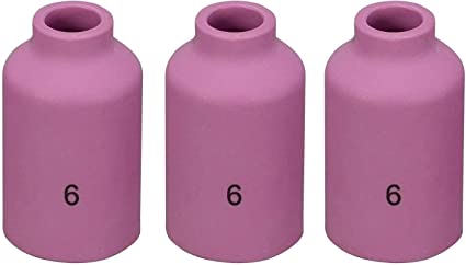 RIVERWELD TIG Gas Lens Ceramic Cup 54N16#6 (D9.5 * 42mm) for TIG Welding Torch WP 17 18 26 Series in Lincoln Miller ESAB Weldcraft CK Everlast 10pk