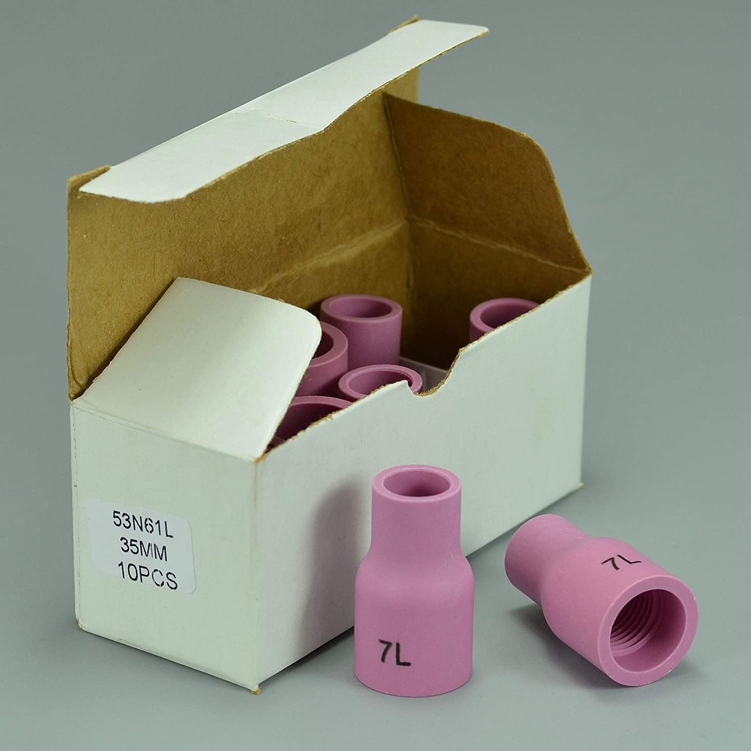 TIG Gas Lens Aluminia Nozzle Ceramic Cup Long 53N61L (#7L 7/16" Orifice) for SR WP 9 20 25 TIG Welding Torch 10pk