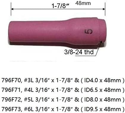 796F72 Long TIG Alumina cups Nozzles Fit DB SR WP 9 20 25 TIG Welding Torch 5pk