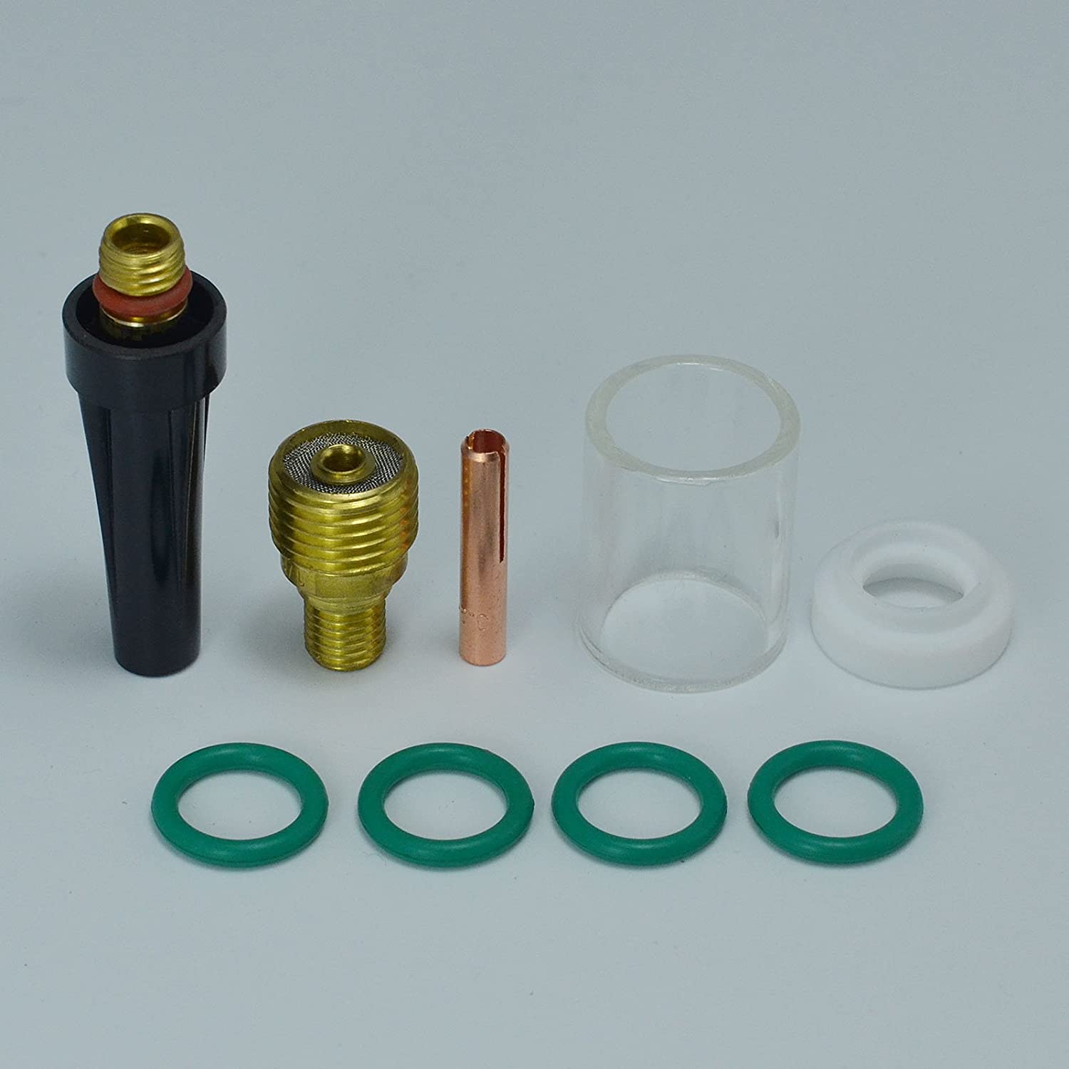 RIVERWELD TIG Gas Lens Collet Body 45V45 13N24 (1/8" & 3.2mm) Insulated Glass Cup #10 (5/8" & 16mm) Insulators Gaskets 598882 Back Cap 41V35 Kit for DB SR WP 9 20 25 TIG Welding Torch 9pcs