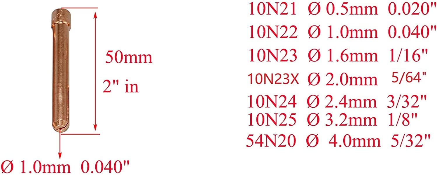 RIVERWELD TIG Collet Body 10N30 10N22 (0.040" & Ø1.0mm) Orifice Inside and Outside 90º Alumina Ceramic Cup Assorted Size kit for SR WP 17 18 26 TIG Welding Torch 10pcs