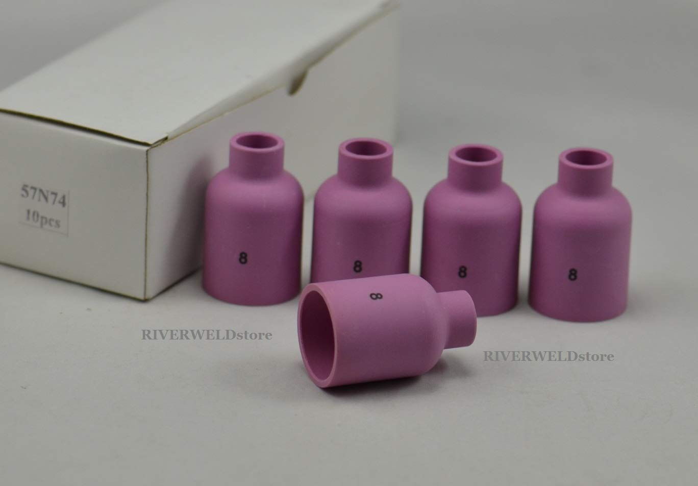 RIVERWELD 57N74#8 1/2" Orifice Large TIG Gas Lens Alumina Nozzle Ceramic Cups Fit SR DB WP 9 17 20 18 26 TIG Welding Torch 5pk