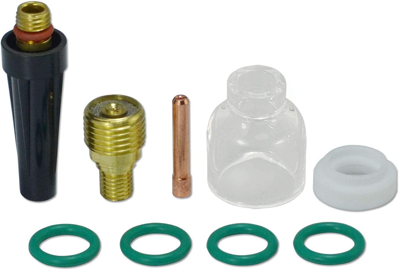 TIG Gas Lens Collet Body 45V42 (0.040" & 1.0mm Orifice) 13N21 & Glass Cup #5 5/16“ and Insulators Cup Gaskets 598882 Assorted size Kit for DB SR WP 9 20 25 TIG Welding Torch 9pcs