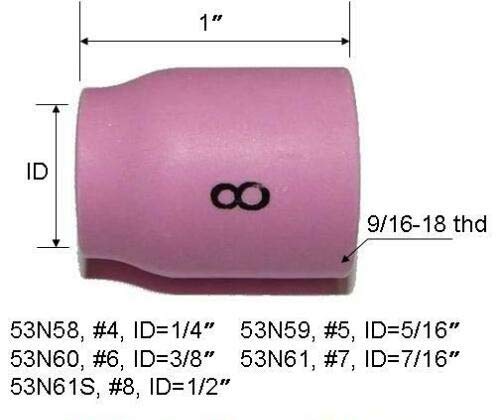 TIG Stubby Gas Lens 17GL332 10N24S (3/32" & 2.4mm) Glass Cup #10 (5/8" & 16mm) Ceramic Cup 53N60 53N61 53N61S Medium Back Cup 57Y03 Assorted Kit Fit DB SR WP 17 18 26 TIG Welding Torch 12pcs