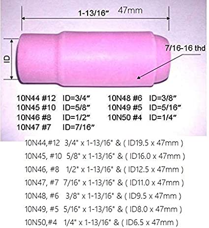 10PK TIG Alumina Nozzles Shield Cup Optional 10N50 4# 10N49 5# 10N48 6# 10N47 7# 10N46 8# Fit DB PTA SR WP 17 18 26 TIG Welding Torch Accessories (10N50 4# 10PK)