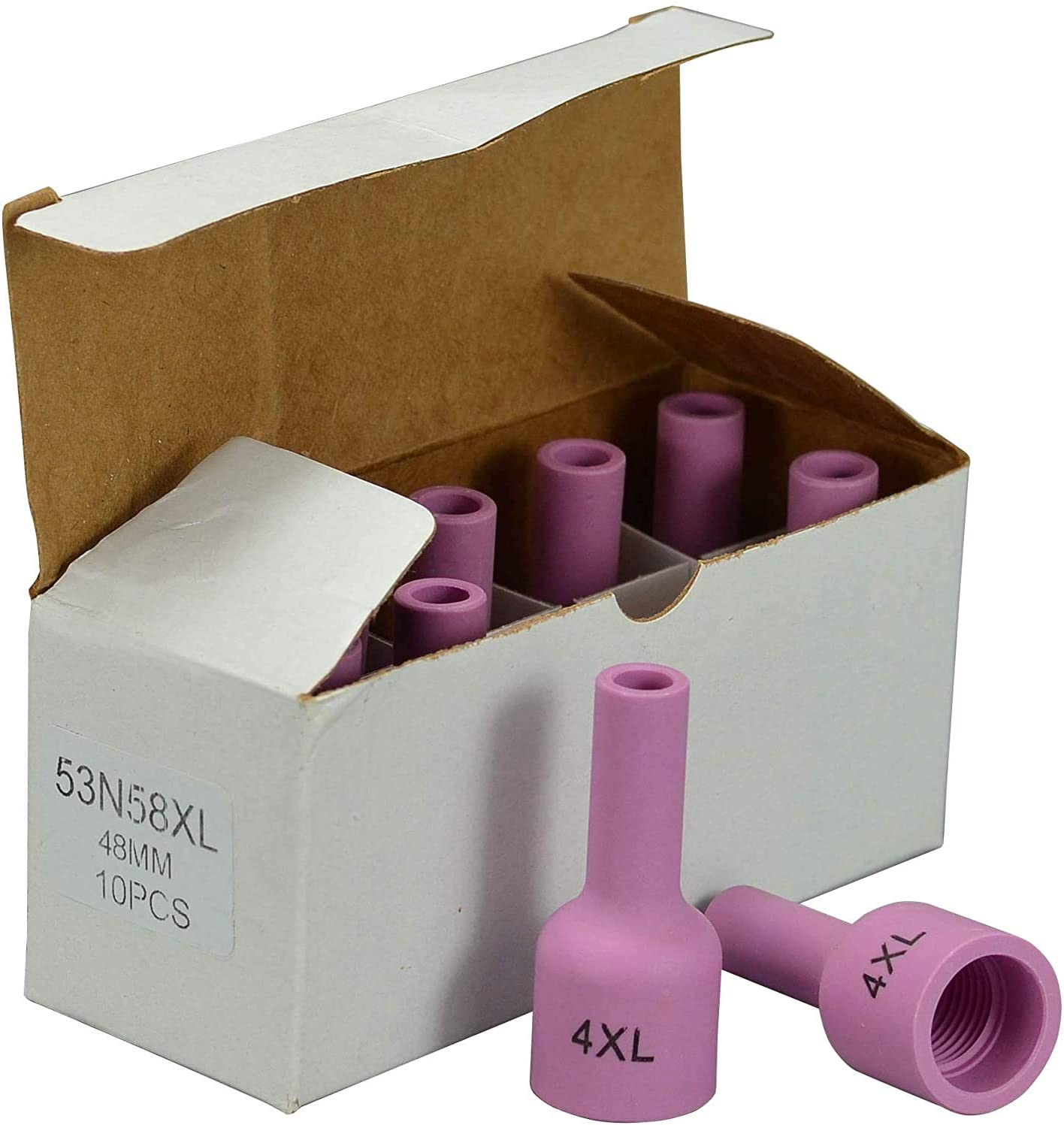 TIG Gas Lens Aluminia Nozzle Ceramic Cup Extra Long 53N58XL (#4XL 1/4" Orifice) for SR WP 9 20 25 TIG Welding Torch 10pk