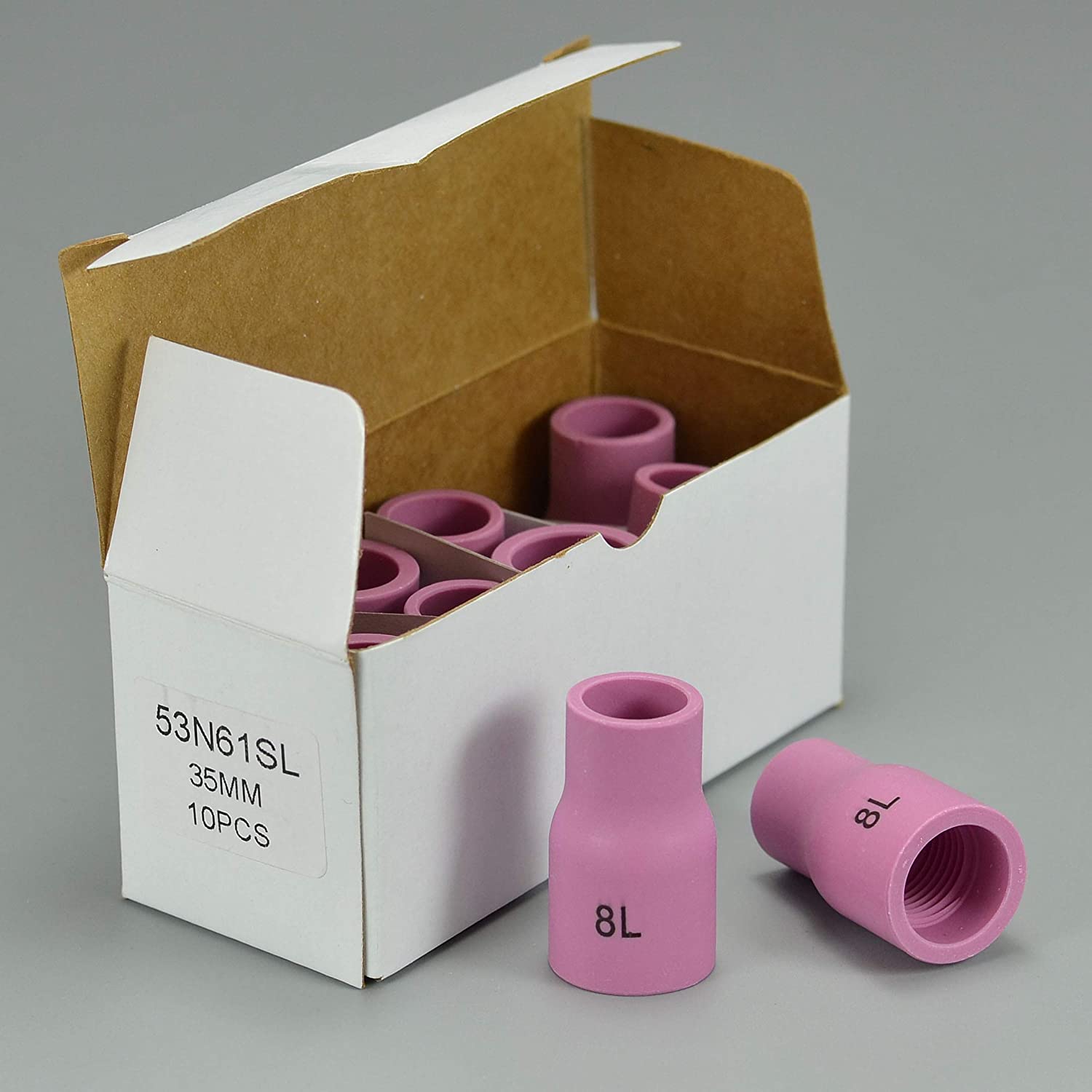 TIG Gas Lens Aluminia Nozzle Ceramic Cup Long 53N61SL (#8L 1/2" Orifice) for SR WP 9 20 25 TIG Welding Torch 10pk