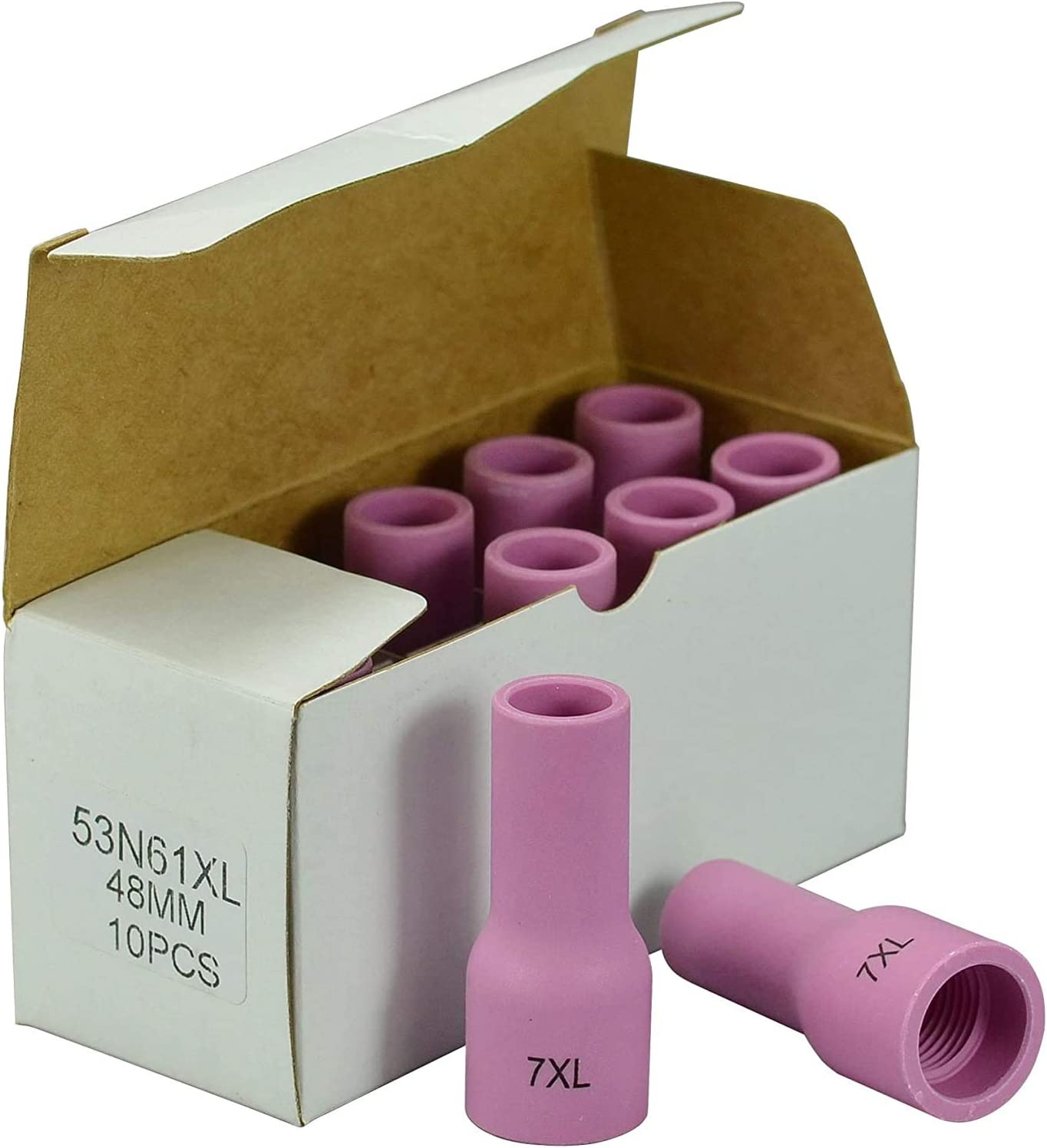 TIG Gas Lens Aluminia Nozzle Ceramic Cup Extra Long 53N61XL (#7XL 7/16" Orifice) for SR WP 9 20 25 TIG Welding Torch 10pk