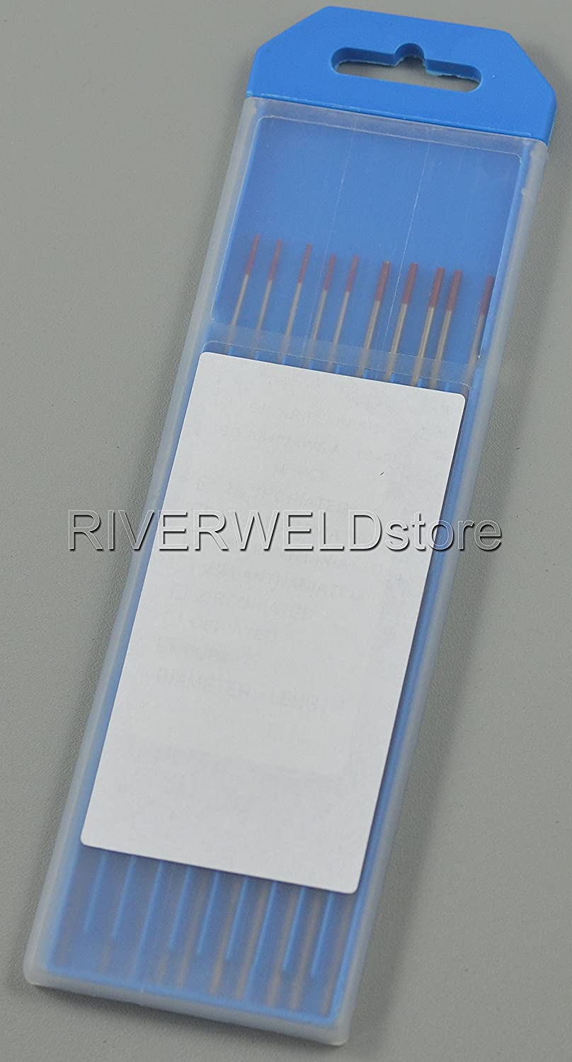 2 Percent Thoriated WT20 Red TIG Tungsten Electrode Assorted Size 10pk