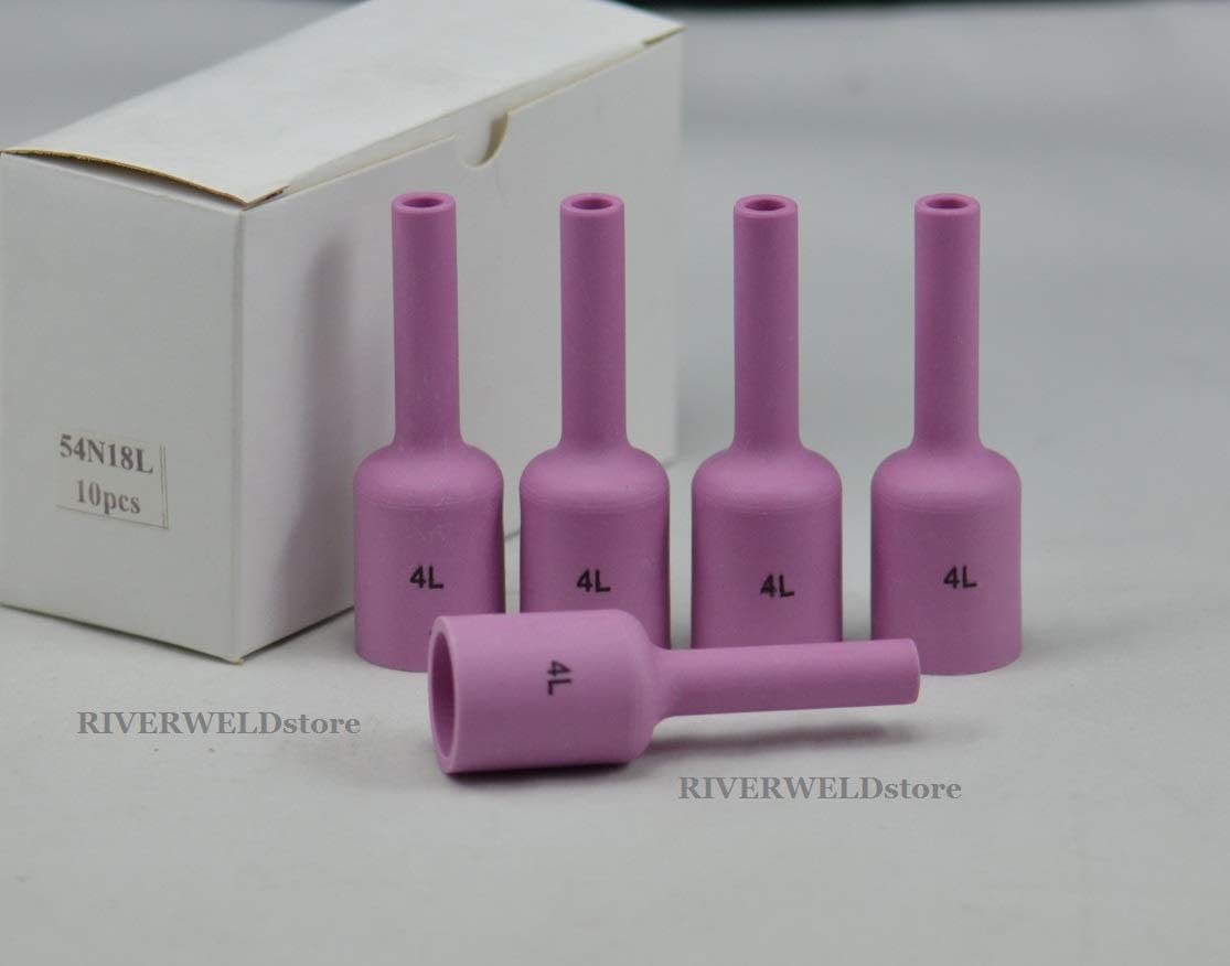 TIG Gas Lens Alumina Nozzle Ceramic Cup Long 54N18L (#4L 1/4" Orifice) Fit SR DTA DB WP 17 18 26 TIG Welding Torch 5pk