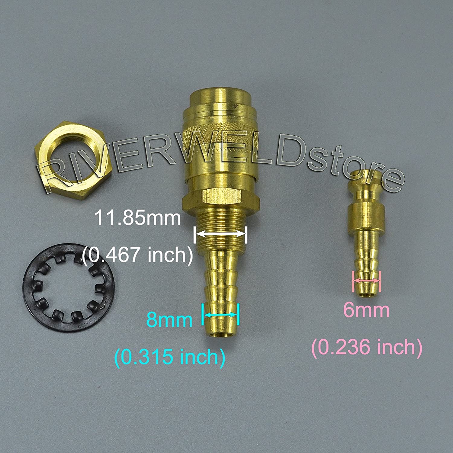 RIVERWELD Argon Quick Connect Fittings Hose Connector For PTA DB SR WP 9 17 18 26 TIG Welding Torch (Glod 1set)
