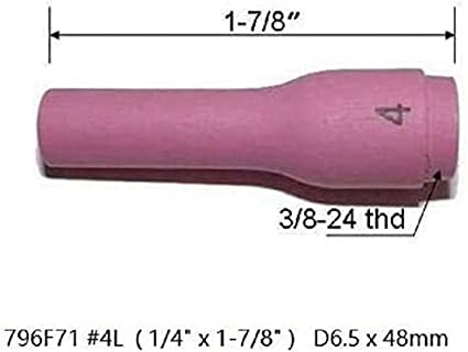 TIG Alumina Nozzles Ceramic Cups Long Assorted Size Kit 796F70#3L(D4.0x48mm)& 796F71#4L (D6.5x48mm ??& 796F72#5L?? D8.0x48mm??& 796F73#6L?? D9.5x48mm) Orifice Fit DB SR WP 9 20 25 TIG Welding Torch 10pk