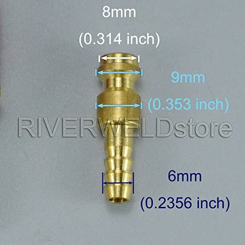 RIVERWELD Argon Quick Connect Fittings Hose Connector For PTA DB SR WP 9 17 18 26 TIG Welding Torch (Glod 1set)