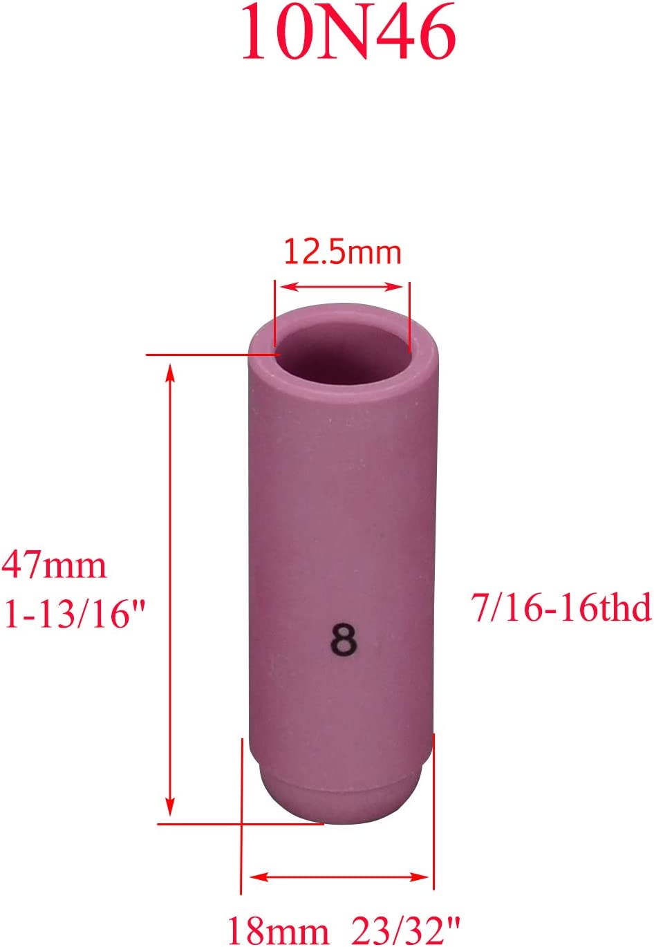 TIG Alumina Nozzle Ceramic Cup 10N49#5 (5/16?? & ID8.0mm), 10N48#6 (3/8" & ID9.5mm), 10N47#7 (7/16" & ID11.0mm), 10N46#8 (1/2" & ID12.5mm) Assorted size Kit WP 17 18 26 TIG Welding Torch 5pcs