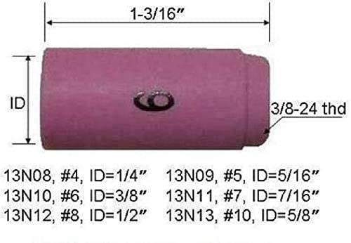 RIVERWELD 10pcs TIG Alumina Nozzle Shield Cup Assorted Size Kit 13N08 13N09 13N10 13N11 13N12 13N13 Fit SR WP 9 20 24 25 TIG Welding Torch