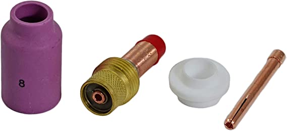 TIG Gas Lens Ceramic Cup Assorted Size Kit 45V27 (1/8" & 3.2mm Orifice) 10N25 54N14 54N01 for QQ300 PTA DB SR WP 17 18 26 TIG Welding Torch 4pcs