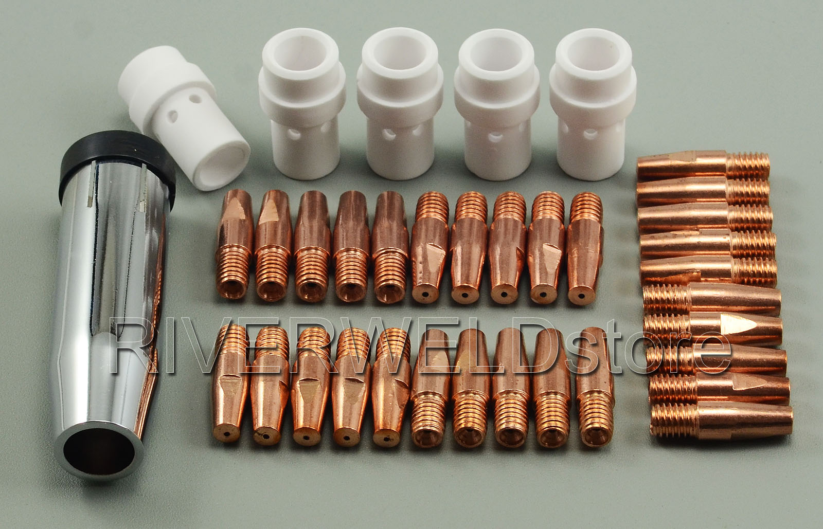 RIVERWELD 36KD MB36 Contact Tip Gas Nozzle Conical Contact TIP Holder-Difuser Accessories Consumables (Kit 36pcs)
