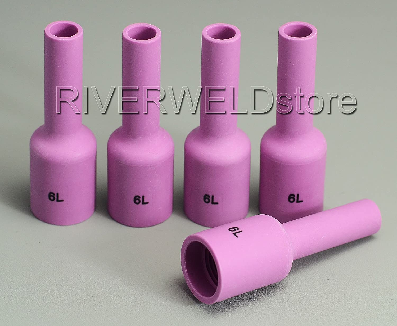 TIG Gas Lens Alumina Nozzle Ceramic Cup Long 54N16L (#6L 3/8" Orifice) Fit SR DTA DB WP 17 18 26 TIG Welding Torch 5pk