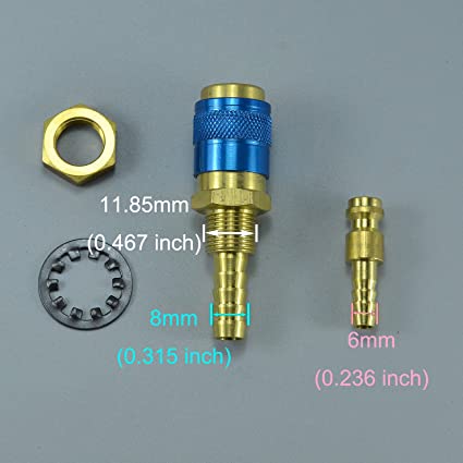 TIG Welding Gas & Water Quick Connector Fitting Hose Connector 1 Set Blue