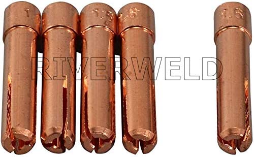RIVERWELD TIG Stubby Gas Lens 17GL116 1/16'' & Ø1.6mm 10N23S TIG Collet Kit Fit DB SR WP 17 18 26 TIG Welding Torch 10pcs 