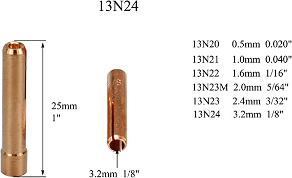 TIG Gas Lens Assorted Size 45V45 13N24 �� 1/8�� & 3.2mm Orifice) 53N61S 598882 Fit PTA DB SR WP 9 20 25 TIG Welding Torch 4pcs