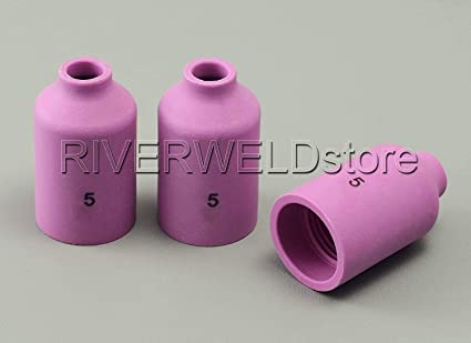 RIVERWELD TIG Gas Lens Ceramic Cup 54N17 (#5, D8.0 * 42mm) for TIG Welding Torch WP 17 18 26 Series in Lincoln Miller ESAB Weldcraft CK Everlast 10pk