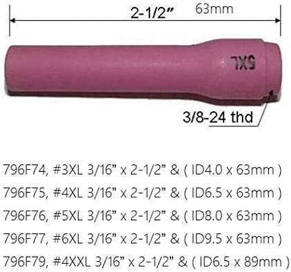 Extra Long TIG Alumina Nozzle KIT Fit PTA SR WP 9 20 25 TIG Welding Torch 4pcs