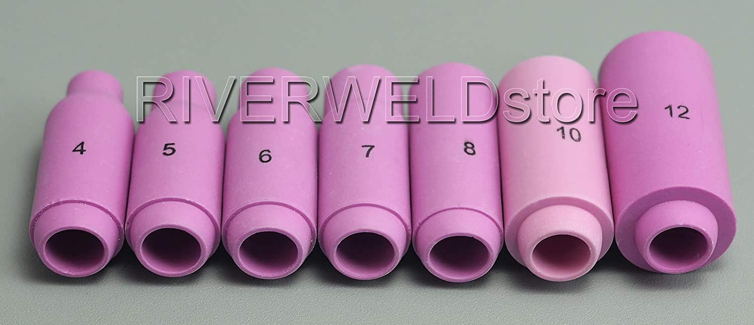 TIG Alumina Nozzles Ceramic Shield Cup 10N44#12 10N45#10 10N46#8 10N47#7 10N48#6 10N49#5 10N50#4 Kit Fit SR WP 17 18 26 TIG Welding Torch 7pcs