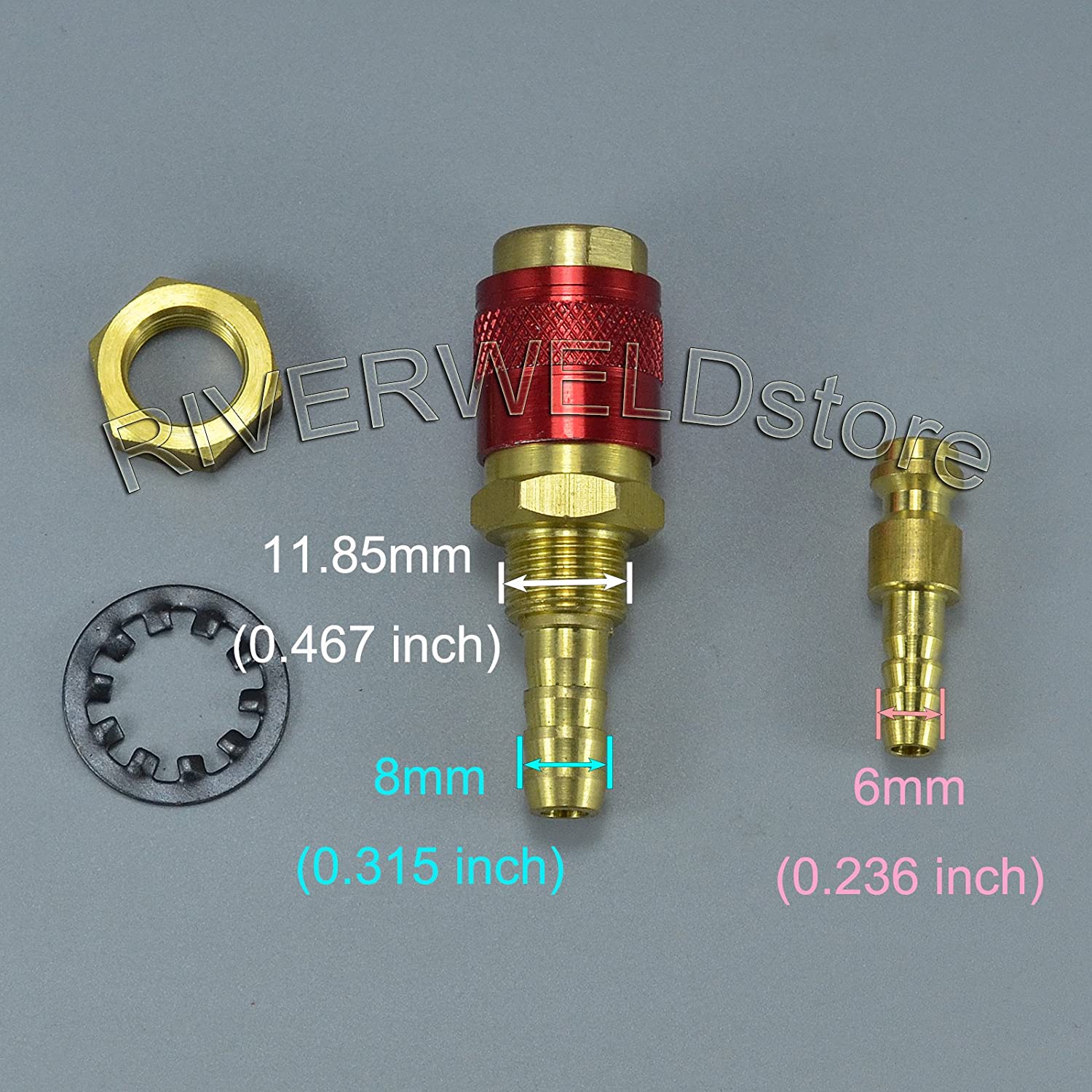 Gas & Water Quick Connector Fitting Hose Red Connector For PTA DB SR WP 9 17 18 26 TIG Welding Torch 1 Set
