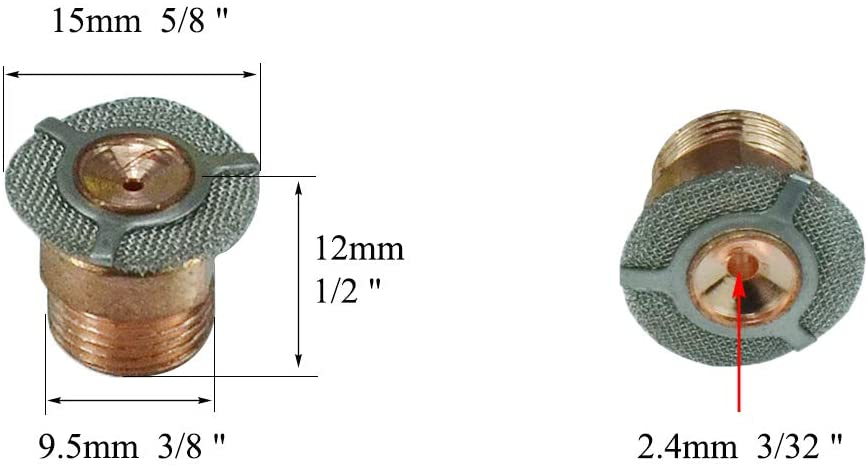 Tungsten Apdapter Gas Saver (0.040" & Ø1.0mm), (1/16" & Ø1.6mm), (3/32" & Ø2.4mm), (1/8" & Ø3.2mm) Kit for WP 9 20 25 17 18 26 TIG Welding Torch 4pcs