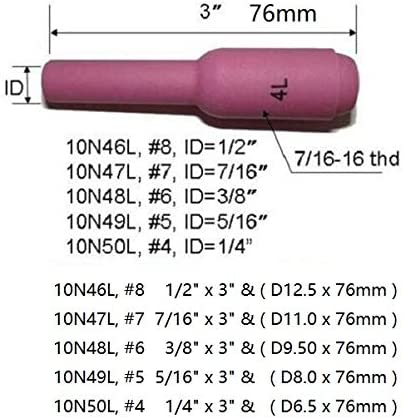 TIG Alumina Nozzles Ceramic Cup Long 10N50L #4 1/4" Orifice Fit SR PTA DB WP 17 18 26 TIG Welding Torch 5pk