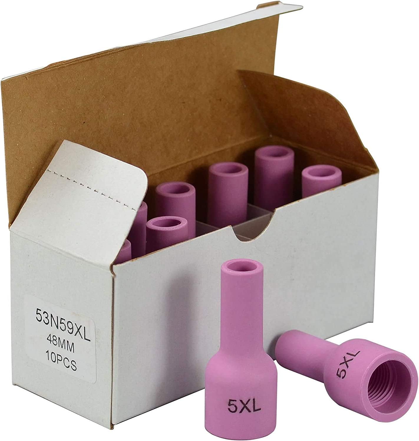 TIG Gas Lens Aluminia Nozzle Ceramic Cup Extra Long 53N59XL (#5XL 5/16" Orifice) for SR WP 9 20 25 TIG Welding Torch 10pk