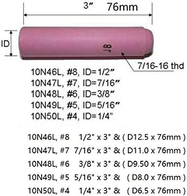 TIG Alumina Nozzles Ceramic Cup Long 10N48L #6 3/8" Orifice Fit SR PTA DB WP 17 18 26 TIG Welding Torch 5pk