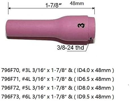 TIG Collet Body Long Alumina Nozzle Back Cap Fit DB SR WP 9 20 25 TIG Welding Torch 22pcs