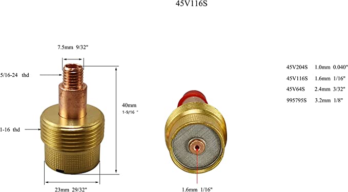 TIG LG Diameter Gas Lens Collet Body Alumina Nozzle Kit Fit PTA DB SR WP 9 20 25 TIG Welding Torches 38pcs