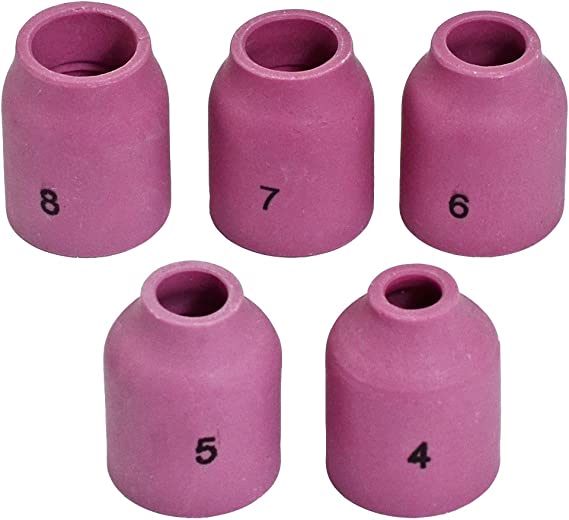 TIG Gas Lens Alumina Nozzle Ceramic Cup Kit 53N58#4 53N59#5 53N60#6 53N61#7 53N61S #8 Fit DB SR WP 9 20 24 25 TIG Welding Torch 5pcs