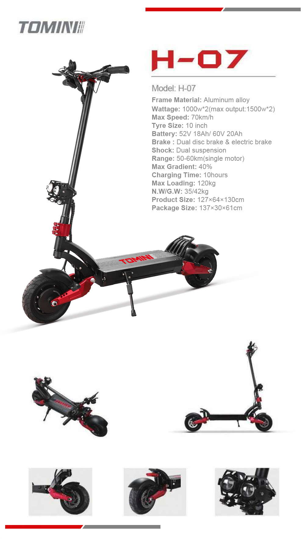 TOMINI 250W 500W 2600W 3000W 5600W fast electric scooter adult Catalog