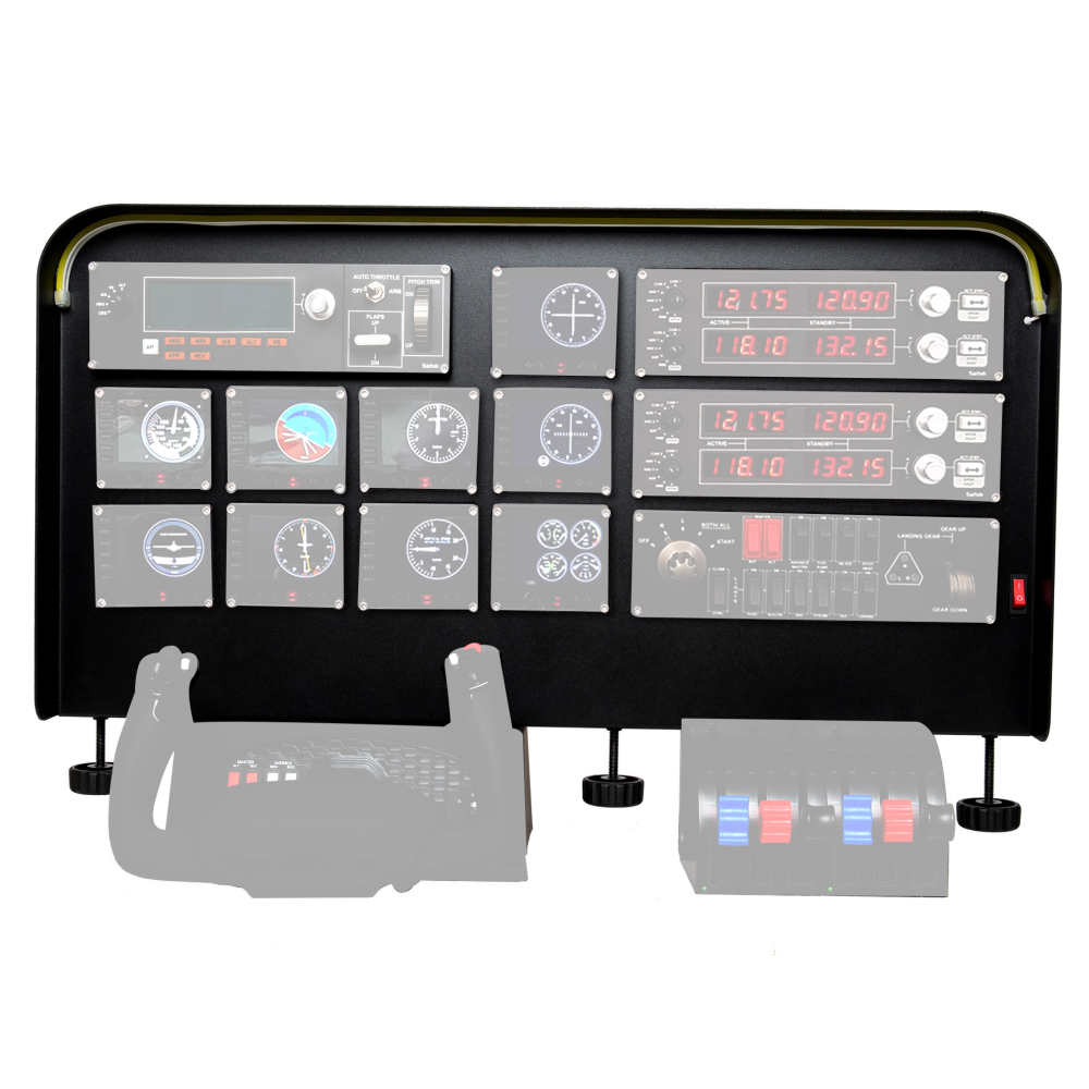 Cockpit Simulator Panel Kit - Pre-Cut Flight Sim Mounting Set - Compatible with Logitech, Saitek & Honeycomb Yokes, Throttle Panels - With LED Light Bar - 30”x20”x 4”