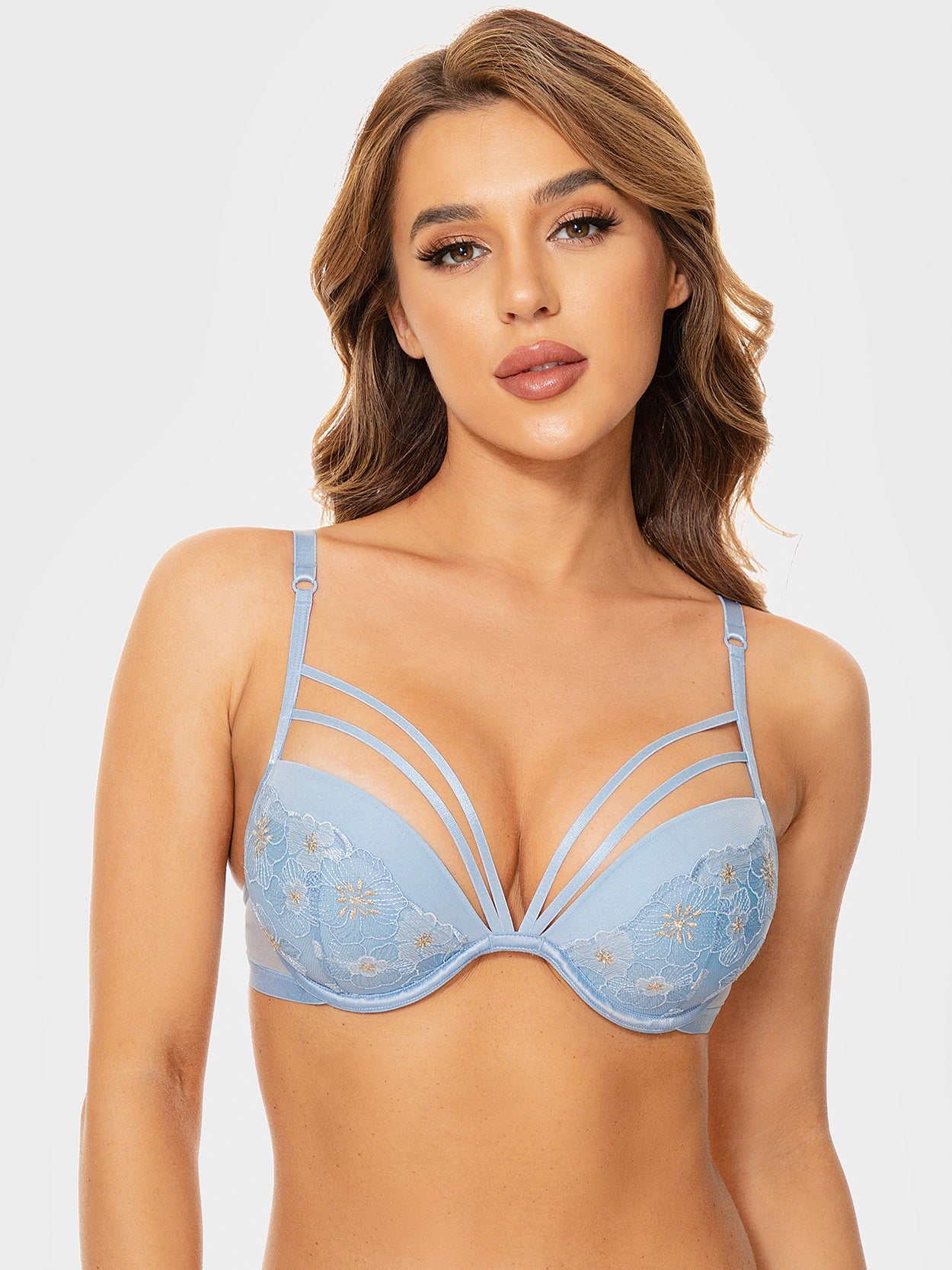 Lace Push Up Bra Padded Strappy Back Underwire