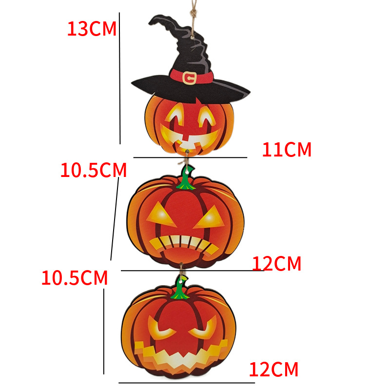 Halloween Decorations, Pumpkin/ Skull Shaped Decorative Wood Pendant Hanging Ornament