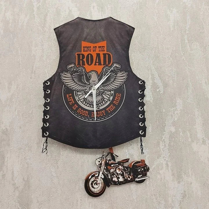 Motorcycle Vest Wall Clock (Gifts for Bikers)