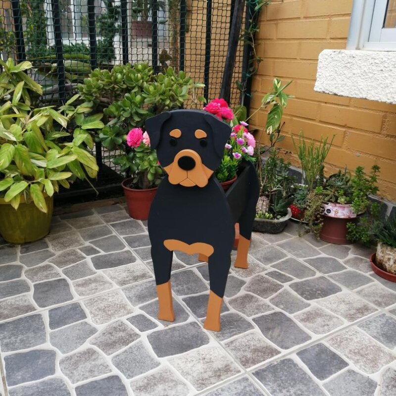 Rottweiler Planter-Dog Pot