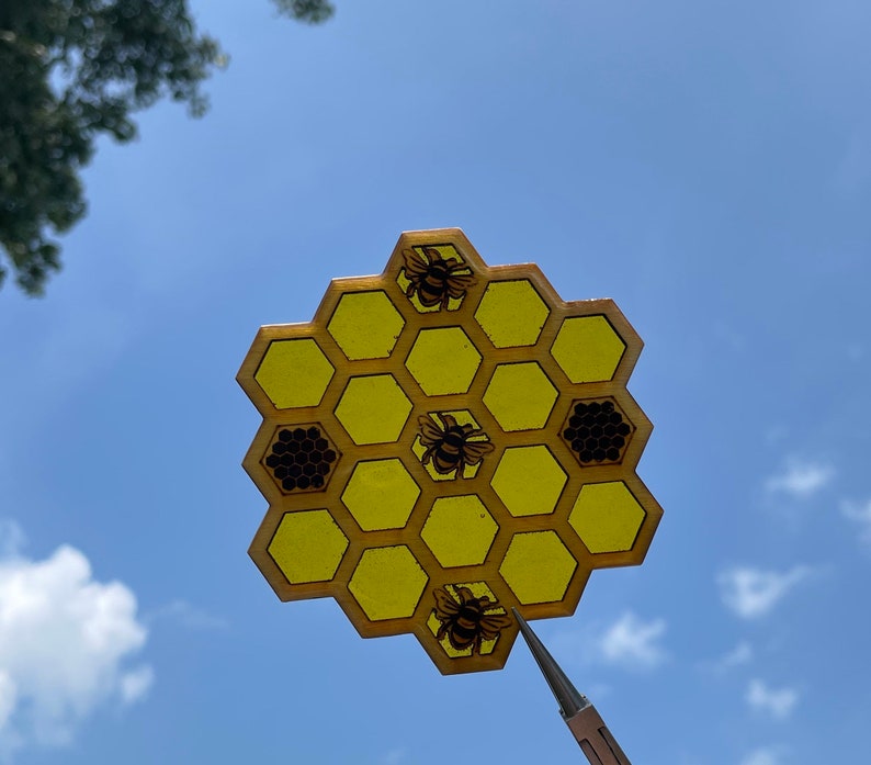蜜蜂杯垫 4 件套杯垫和支架蜂窝图像 2