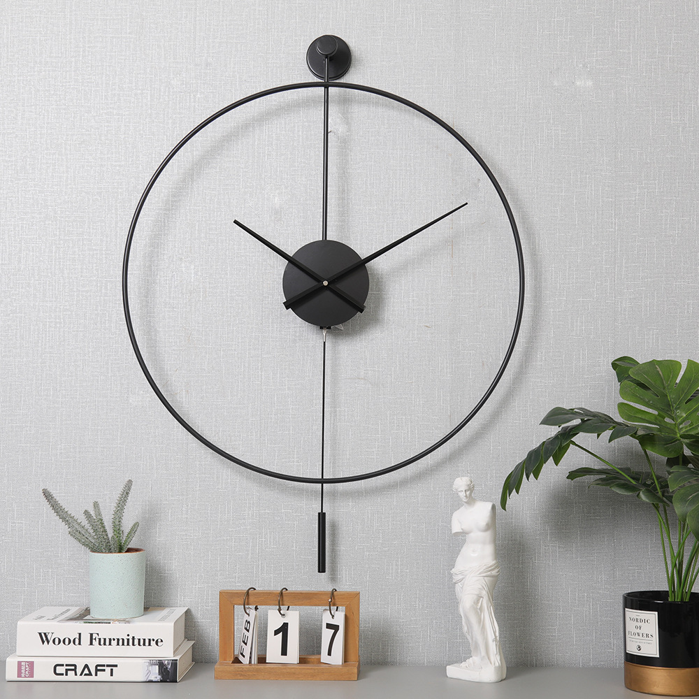 Nordic Ins Simple Wall Creative Spanish Style Wrought Iron Metal Table Restaurant Bedroom Single Ring Clock Room Decore Clocks