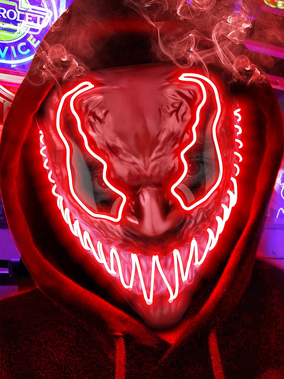 Halloween Mask Scary Led Light Up Mask for Festival Cosplay, Costume Masquerade Parties Carnival