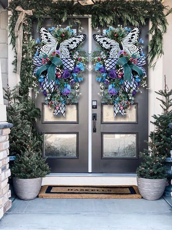 Rose Butterfly Wreath-Spring Whimsical Wreath