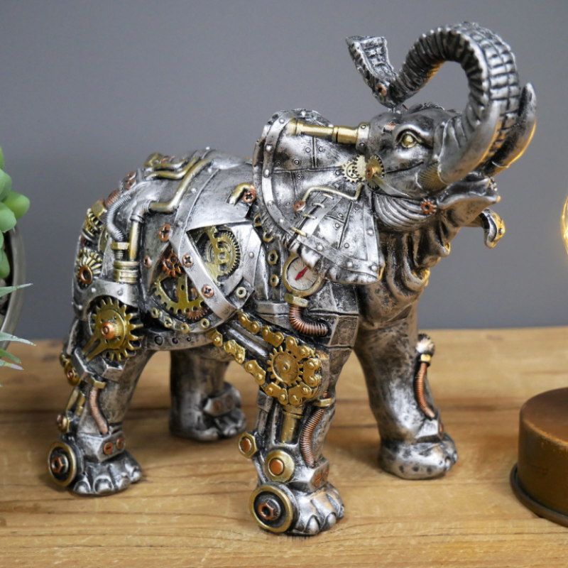 Lifelike Gothic Steampunk Animal - Elephant Resin Home Sculpture Ornament