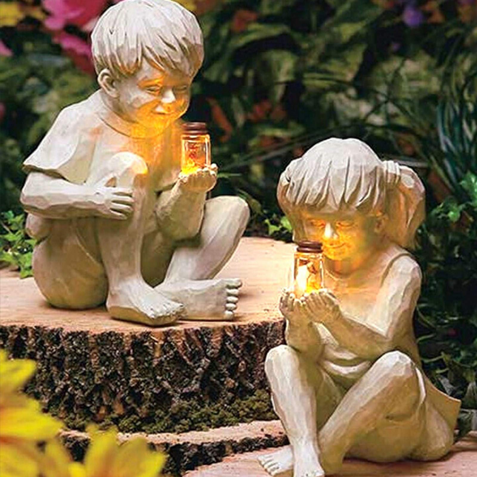Kid With Fireflies Garden LED Lights