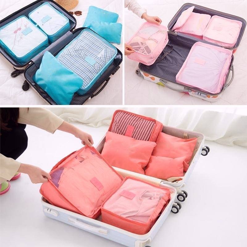 Portable Luggage Packing Cubes - 6 Pieces